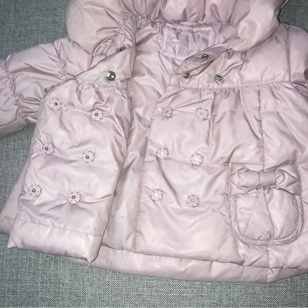 Chateau de Sable 24m pink down/feather puffer jacket VGUC